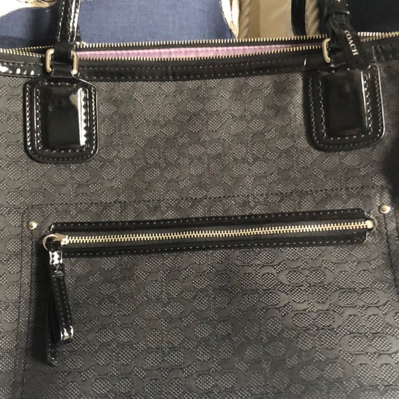 Coach tote bag 👜 Navy patent leather straps - Picture 2 of 4